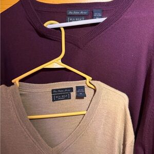 Kennedycore Men's V-Neck Sweater Set - Burgundy and Tan